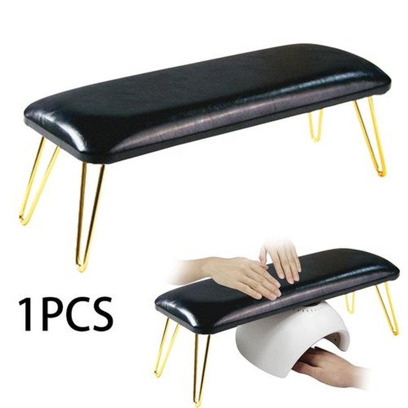 Milageto Nail Table Mat,Nail Pillow Hand Rest,Nail Art Accessories Tool,Non Slip,Manicure Nail Rest,Nail Arm Rest for Nail Techs Use, Black and gold