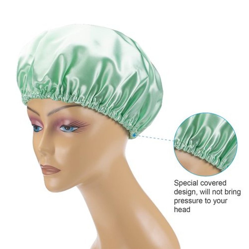 AmazerBath Shower Caps for Women, 4 PCS Waterproof Bath Caps, Elastic and Reusable Shower Hair Cap, Double Layers Hair Cap, Environmental Protection Bathing Hat