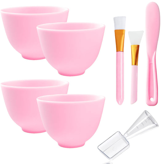 Bigwinyep Silicone Face Mask Mixing Bowl, Silicone Bowls for Facials, DIY facial mask mixing bowl for Home Salon Spa Face Skin Applicator Bowl, Pink