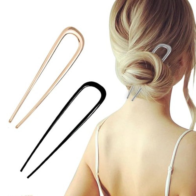 French Hair Pin Hair Pins for Women,2024 Upgrade French Twist Hair Pin Hair Pins,U Shaped Hair Pins Metal Vintage Hair Sticks French Hair Pin Hairstyle for Women (Gold and Black)