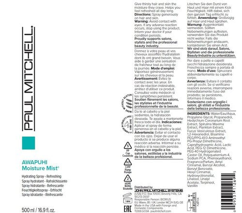 Paul Mitchell Awapuhi Moisture Mist, Hydrating Spray For Hair + Skin, 16.9 fl. oz.