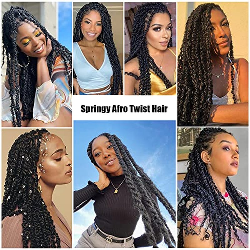VCEOW 24 inch Pre-Separated Springy Afro Twist Hair 6 packs Pink Kinky Marley Twist Braiding Hair Soft Synthetic Crochet Wrapping Hair Extensions for Distressed Faux Locs Spring Twist