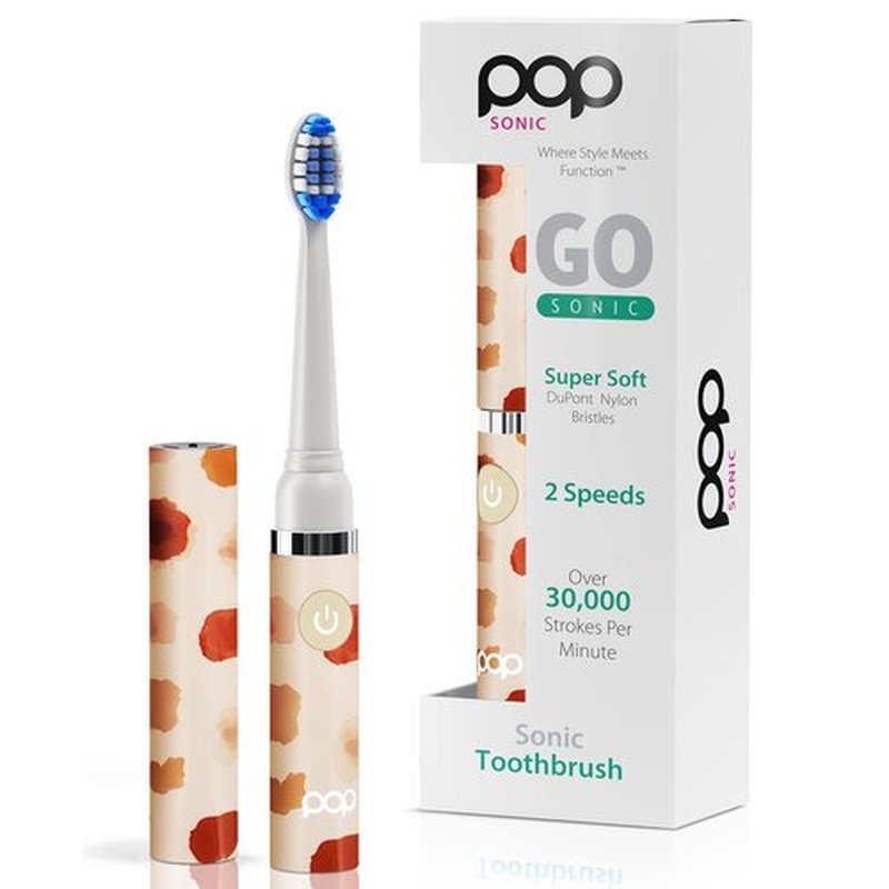 Pop Sonic Electric Toothbrush (Giraffe) - Travel Toothbrushes w/AAA Battery | Kids Electric Toothbrushes with 2 Speed & 15,000-30,000 Strokes/Minute, Dupont Nylon Bristles