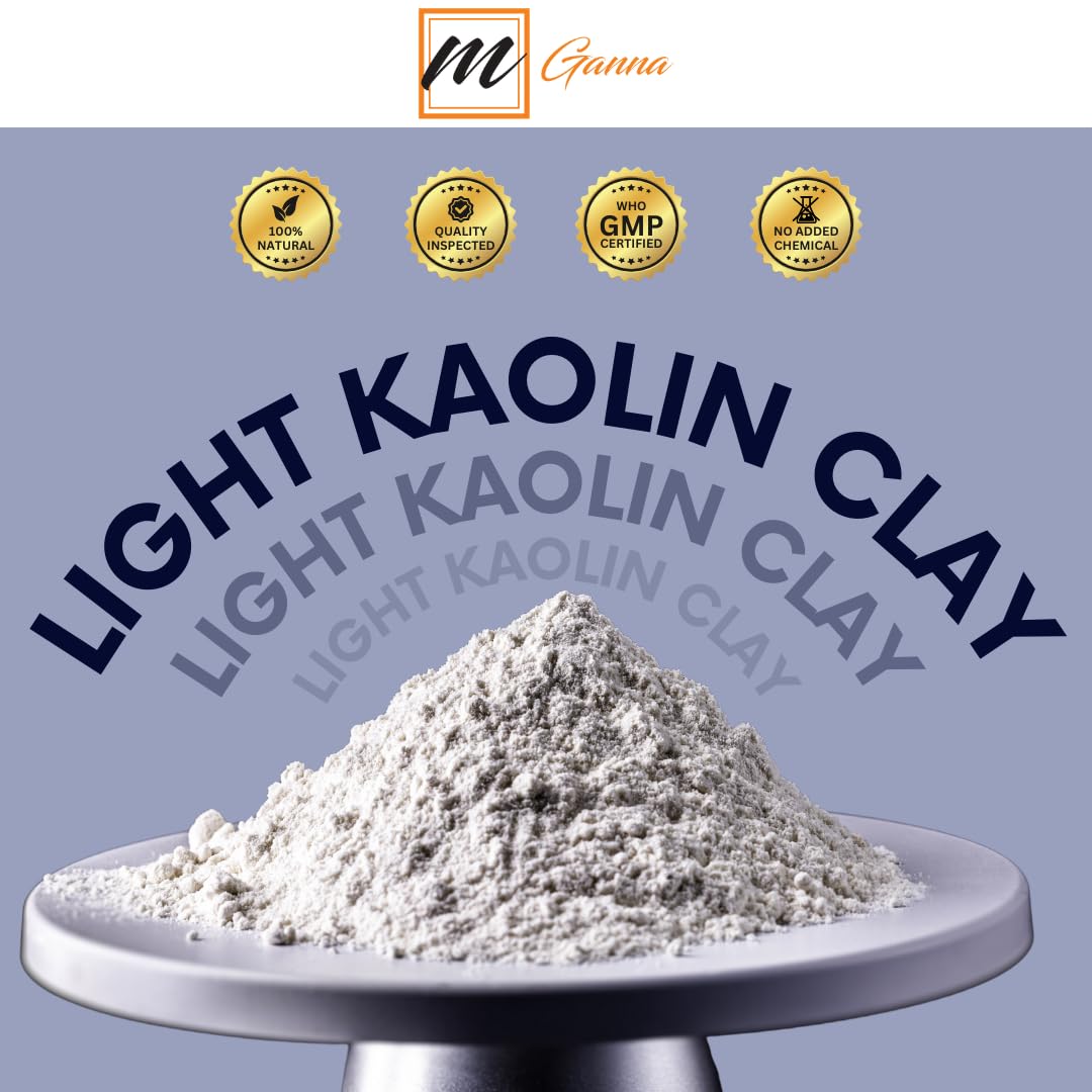 mGanna 100% Natural Light Kaolin Clay Powder (1 Pound) for Facial Masks, Creams, Face Masks, and Soap Making 1 LBS / 454 GMS