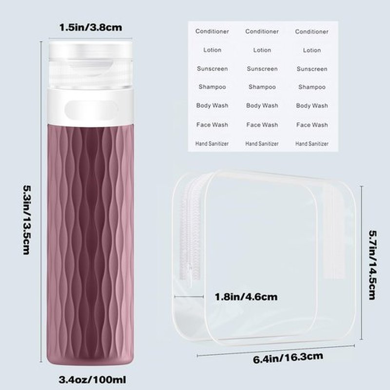 YEALIFE Travel Bottles for Toiletries, TSA Approved 3.4oz Travel Size Containers, BPA Free Leak Proof Silicone Traveling Bottles, Refillable Travel Essentials Kits for Shampoo Conditioner(4 Pack)-B