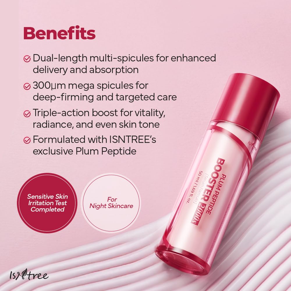 ISNTREE Plum Peptide Booster 2000s – Firming & Hydrating Serum with Vegan Collagen & 5 Peptides – Korean Skincare – 50ml / 1.69 fl oz