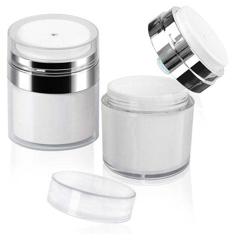 2Pack 30ml Airless Pump Jar - 1.0 Oz Moisturizer Pump Dispenser, Travel Lotion Container Vacuum Bottle for Skin Care, Thick Moisturizer, Skincare Cream