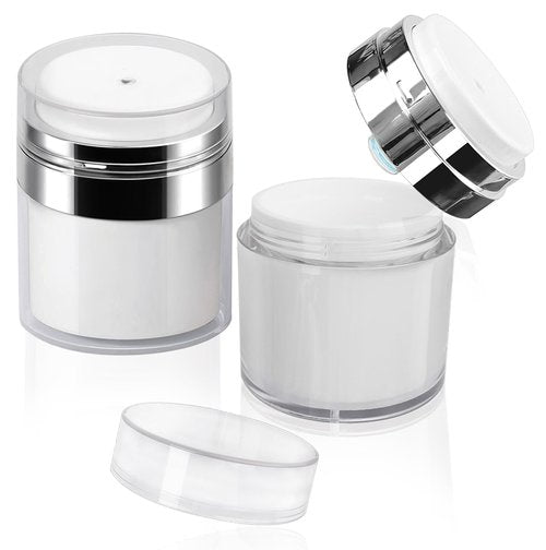 2Pack 30ml Airless Pump Jar - 1.0 Oz Moisturizer Pump Dispenser, Travel Lotion Container Vacuum Bottle for Skin Care, Thick Moisturizer, Skincare Cream