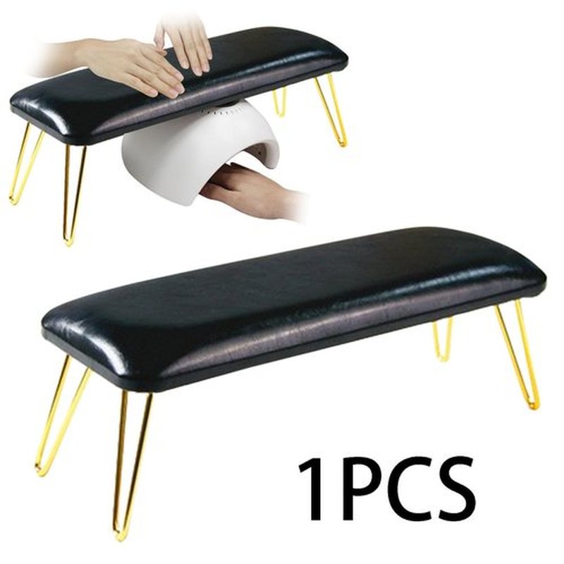 Milageto Nail Table Mat,Nail Pillow Hand Rest,Nail Art Accessories Tool,Non Slip,Manicure Nail Rest,Nail Arm Rest for Nail Techs Use, Black and gold