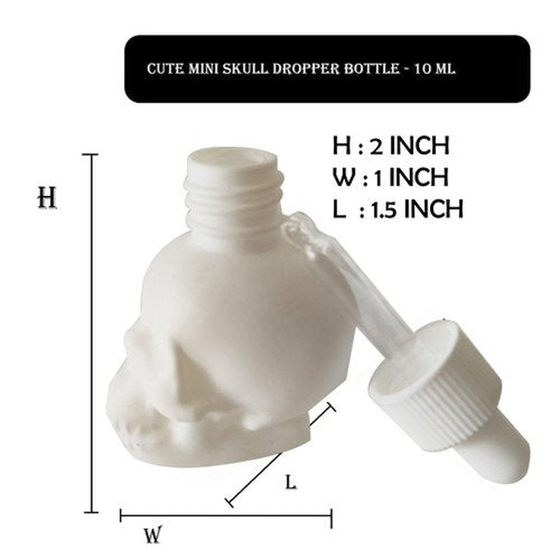 MINELEVEN 7 pcs Set 10ml Mini Skull Glass Dropper Bottle Leakproof Essential Oils Bottle for Storage and Travel (7pcs white skull bottle)
