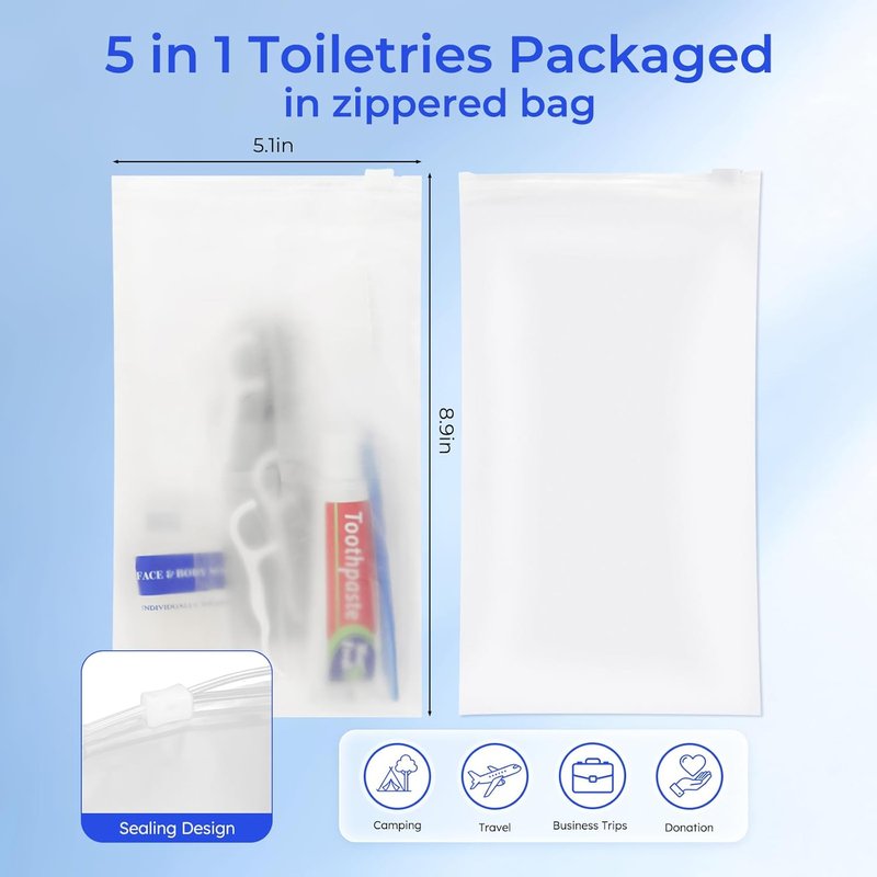 Travel Size Toiletry Kits - Disposable Personal Hygiene Supplies | Individually Wrapped Essentials (20 Packs)
