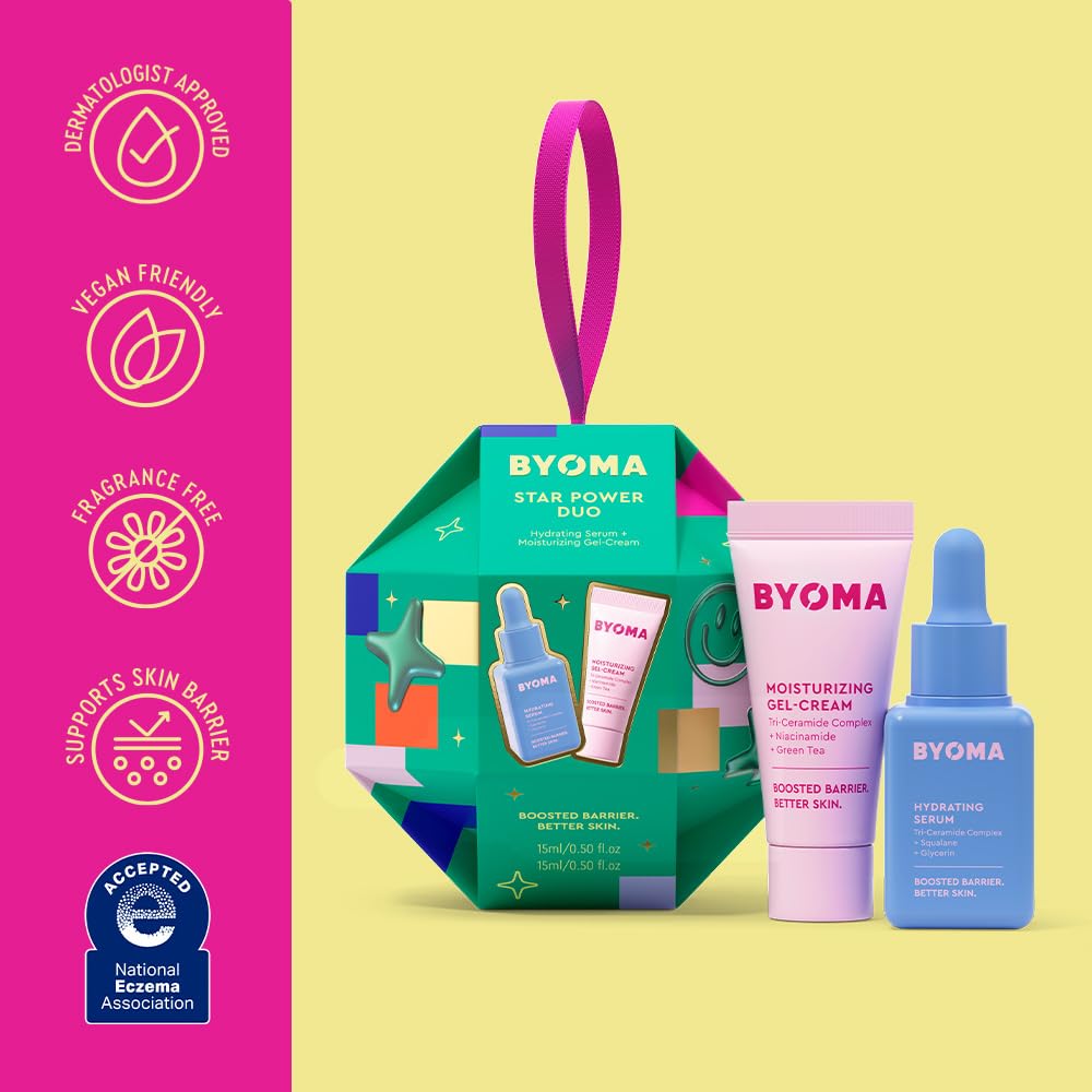 BYOMA Star Power Duo (2-Piece Travel Kit) - Hydrating Face Serum 15mL & Moisturizing Gel Cream 15mL for Skin Barrier Repair - Travel Size Essentials for Women & Men