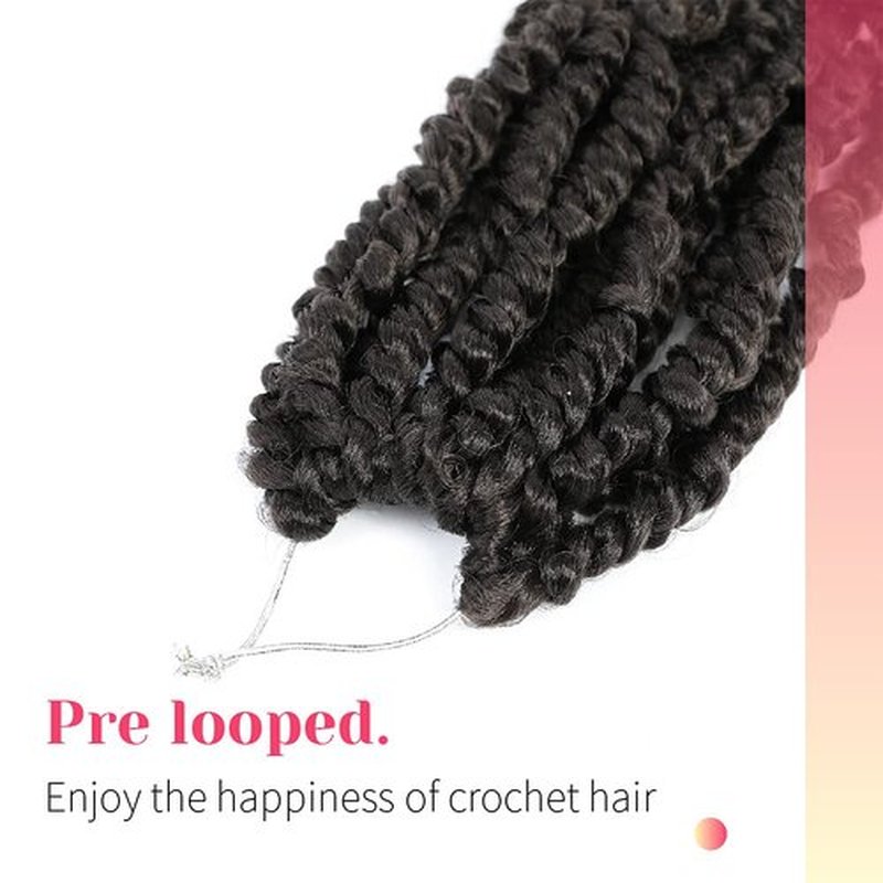 The BOHOBABE Pre-twisted Passion Twist Crochet Hair 6 Inch Short Pre-looped Crochet Passion Twist Braiding Hair 8 Packs (1#) 1#(Jet Black)