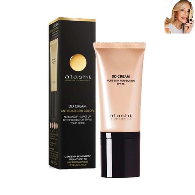 Atashi DD Cream, DD Cream Antiedad De Atashi, Atashi DD Cream Con Color Antiedad, DD Cream De Atashi, Atashi DD Cream Nude Skin Perfection for Mature Skin (Tono Medio*1, 50ml)