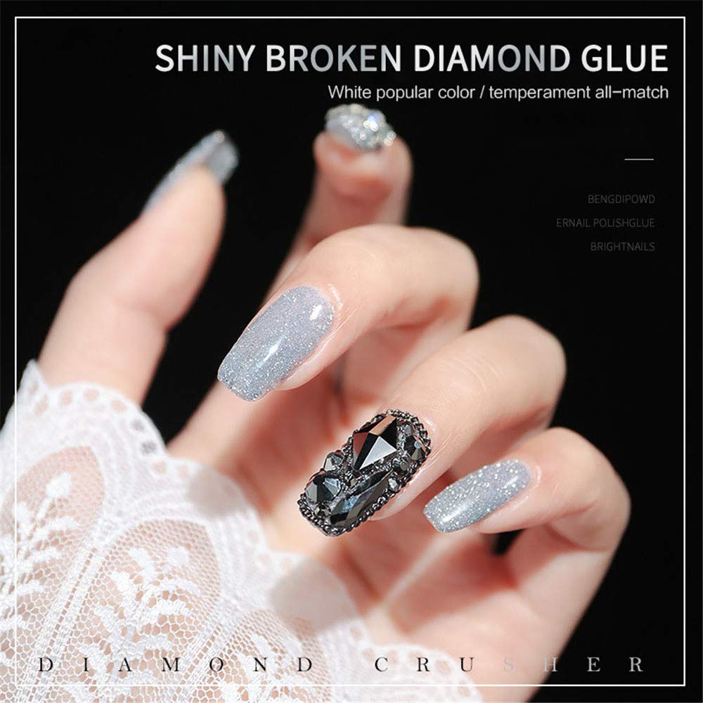 VERONNI Glitter Nail Gel Poish,Reflective Shine Nail Gel Polish Diamond Sparkling Explosion Nail Gel Soak Off UV LED Gel Nail Art Manicure10ml -Silver (S-001)