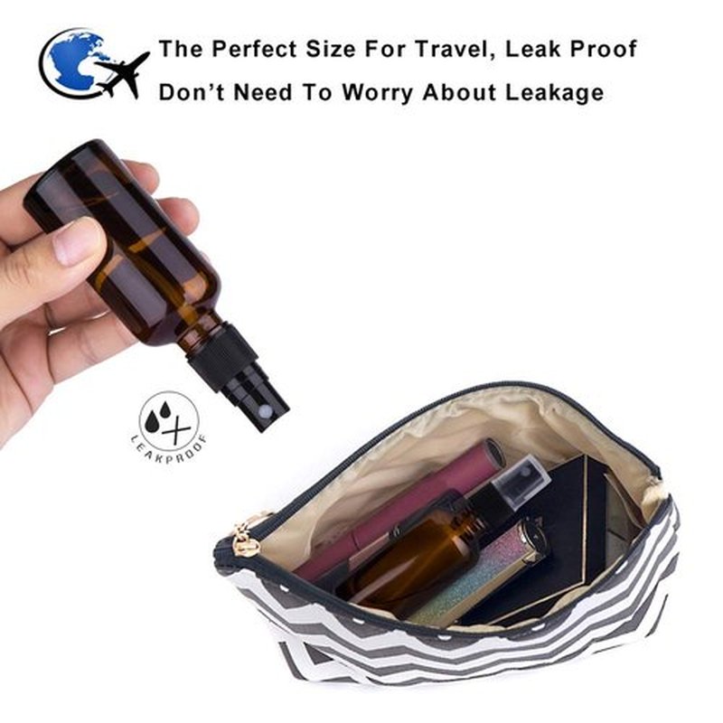 hmaimas 9 Pack Amber Glass Small Spray Bottles, 2oz Travel Fine Mist Empty Mini Spray Bottles for Essential Oils and Hair