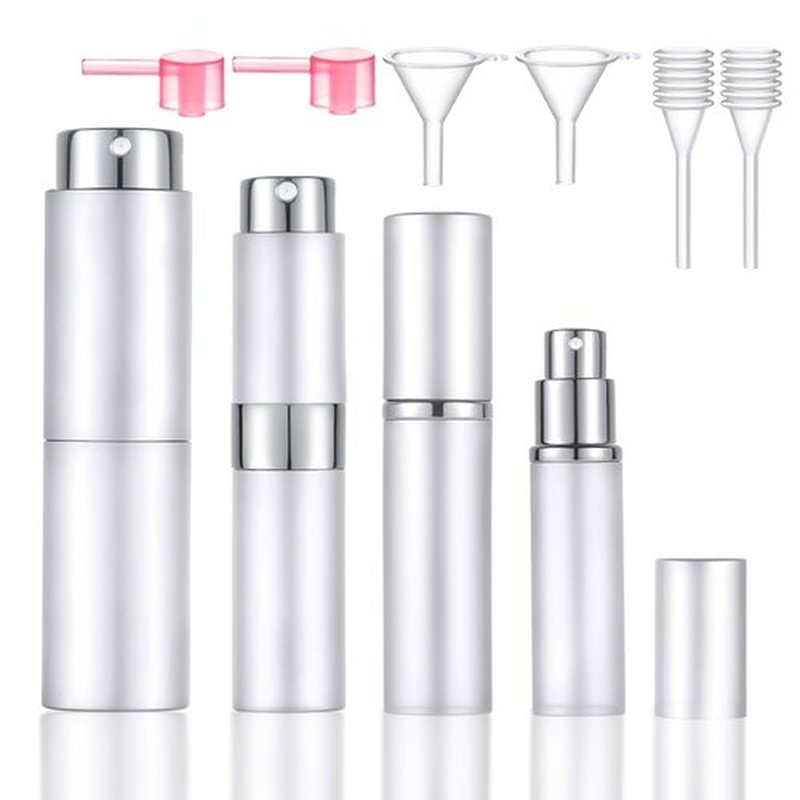 Yikimyfo 4 Pcs Mini Travel Perfume Bottle, 6/8/10/20ml Refillable Perfume Bottle Travel Size Cologne Sprayer for Men Women Fine Mist Perfume Atomizer Spray Bottle for Travel Party Must