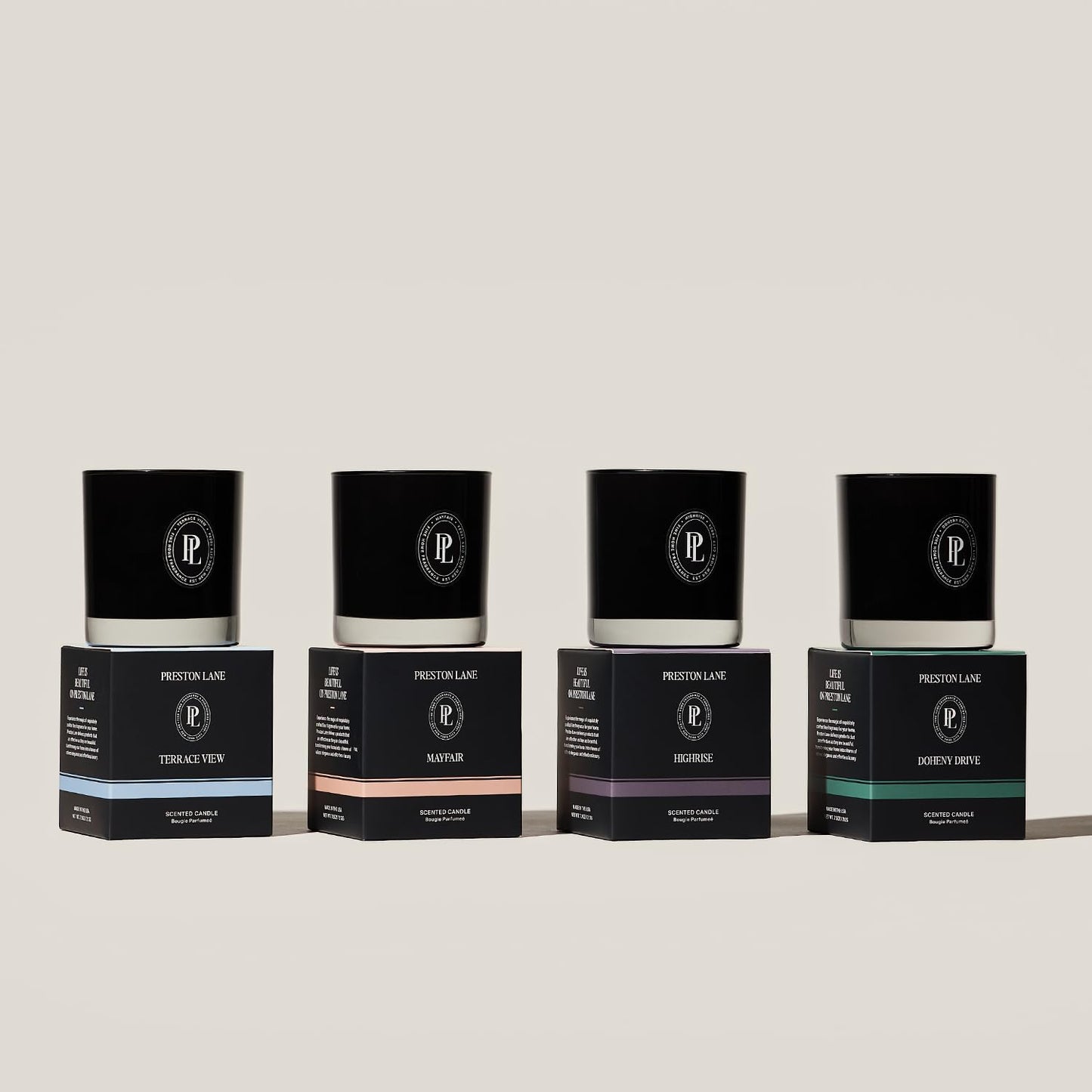 Preston Lane Complete Candle Set, 4 Double-Wick Scented Candles with Vegan, Soy Wax Blend, 7.5 Oz Each
