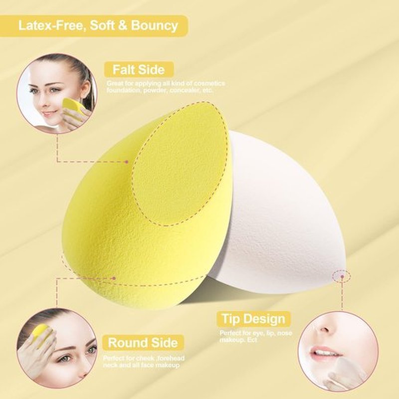 Makeup Sponge Blender DUAIU 4 Pack Beauty Blender Foundation Sponges Set Latex Free Blenders Beauty Make up Sponges with Sponge Egg Case(Lemon Yellow)