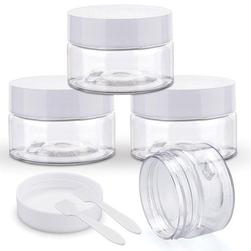 Cosywell Travel Jars Containers Plastic Cream Jars for Toiletries 1oz 4 Pack Empty Lotion Leak-proof & TSA Approved Bottles Accessories with Hard Sealed Lids for Cosmetic Makeup Face Cream (Clear)