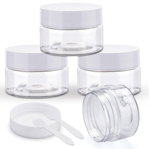 Cosywell Travel Jars Containers Plastic Cream Jars for Toiletries 1oz 4 Pack Empty Lotion Leak-proof & TSA Approved Bottles Accessories with Hard Sealed Lids for Cosmetic Makeup Face Cream (Clear)