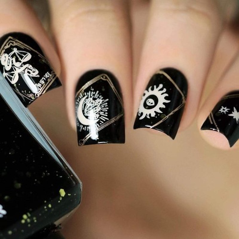 Maniology Sorcery and Spells Nail Stamping Plate Set, Halloween Plates Bundle, Sorcery Wizards Spirit Speaks Ouija Board Tarot Cards Manicure