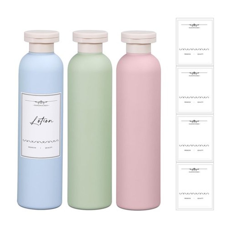 UMETASS Travel Shampoo Bottle, Empty Plastic Squeeze Bottles 8.8oz with Flip Cap, Lotion Container for Toiletries