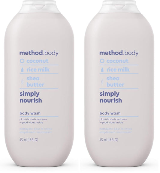 Method Body Wash, Simply Nourish, Paraben and Phthalate Free, 18 oz (Pack of 2)
