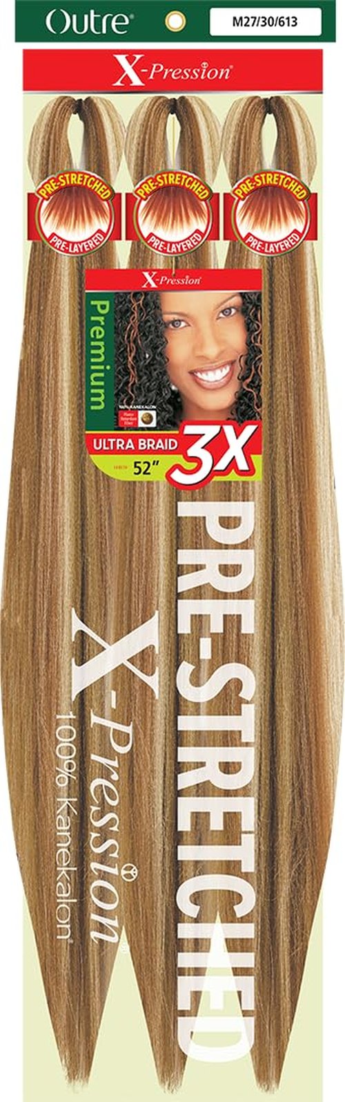 [5 PACK DEAL] Outre X-Pression Braid-Pre Stretched Braid 52" 3X 5 Packs (M27/30/613)