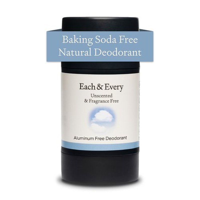 Each & Every All Natural Deodorant for Women & Men - Sensitive Skin, Plant-Based, Baking Soda & Aluminum-Free Deodorant - Clean 24 Hr Odor Control - Unscented & Fragrance Free Travel Size, 2.5oz