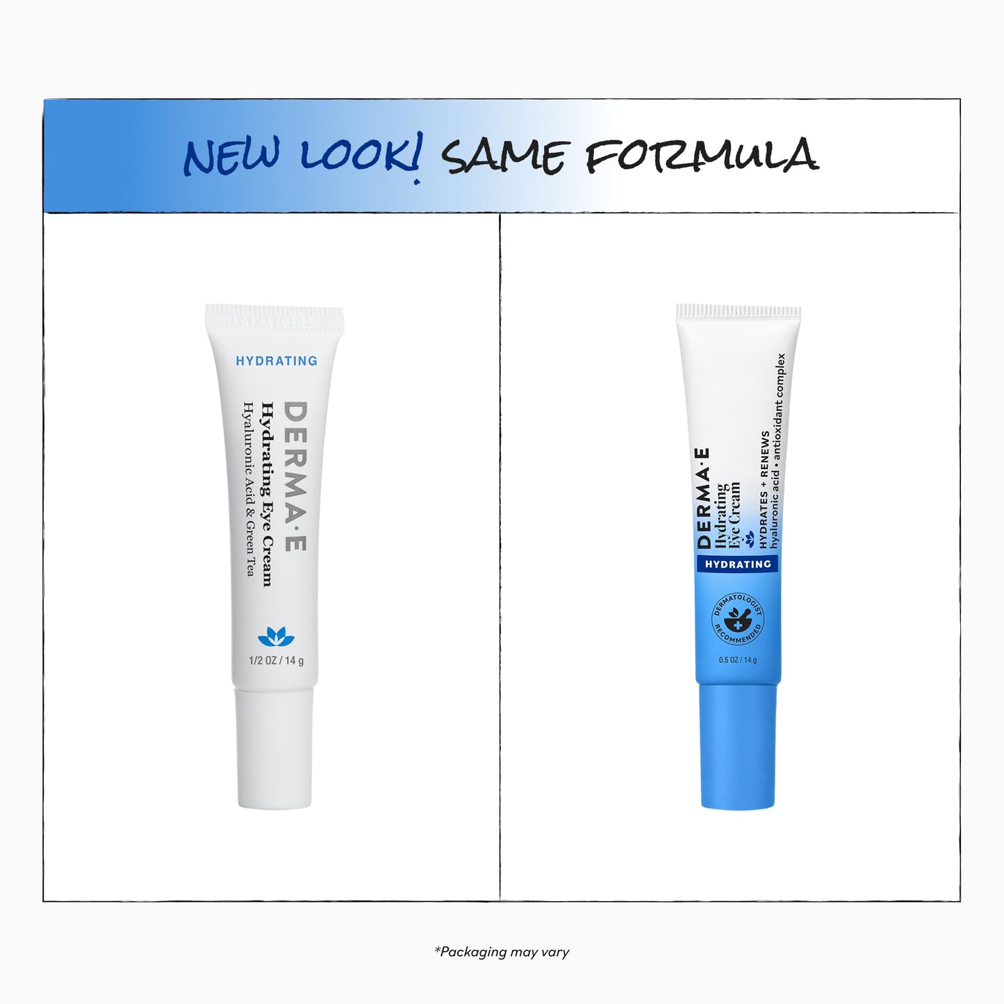 Derma E Hydrating Eye Cream – Firming and Lifting Hyaluronic Acid Treatment - Under Eye and Upper Eyelid Cream Reduces Puffiness and Appearance of Fine Lines, 0.5 oz