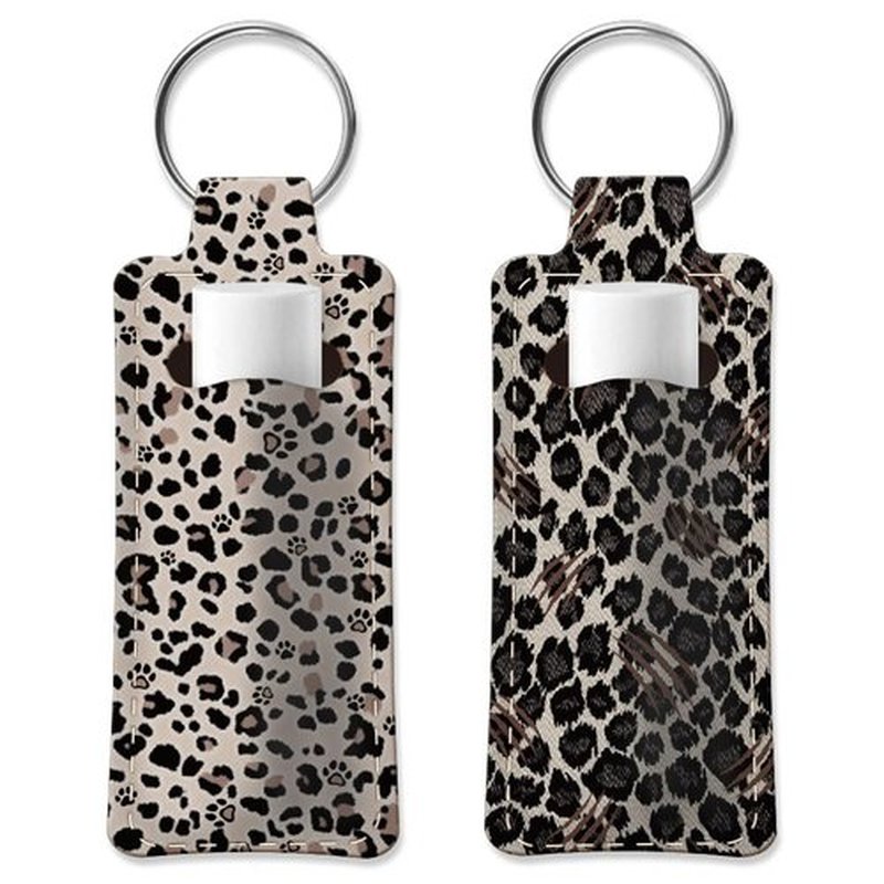 OLYCRAFT 2pcs Lipstick Holder Keychain Leopard Print Lip Balm Holders Elastic Diving Fabric Lipstick Keychains Portable Lipstick Holder Bags Lipstick Sleeve Key Ring Holder for Lipstick Chapstick