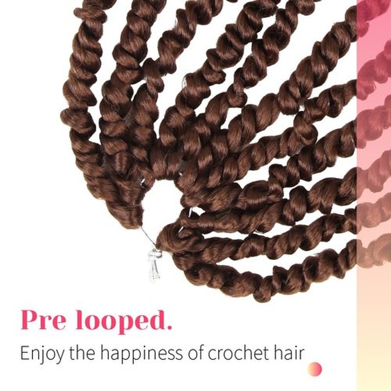 The BOHOBABE Pre-twisted Passion Twist Crochet Hair 6 Inch Short Pre-looped Crochet Passion Twist Braiding Hair 8 Packs (30#)