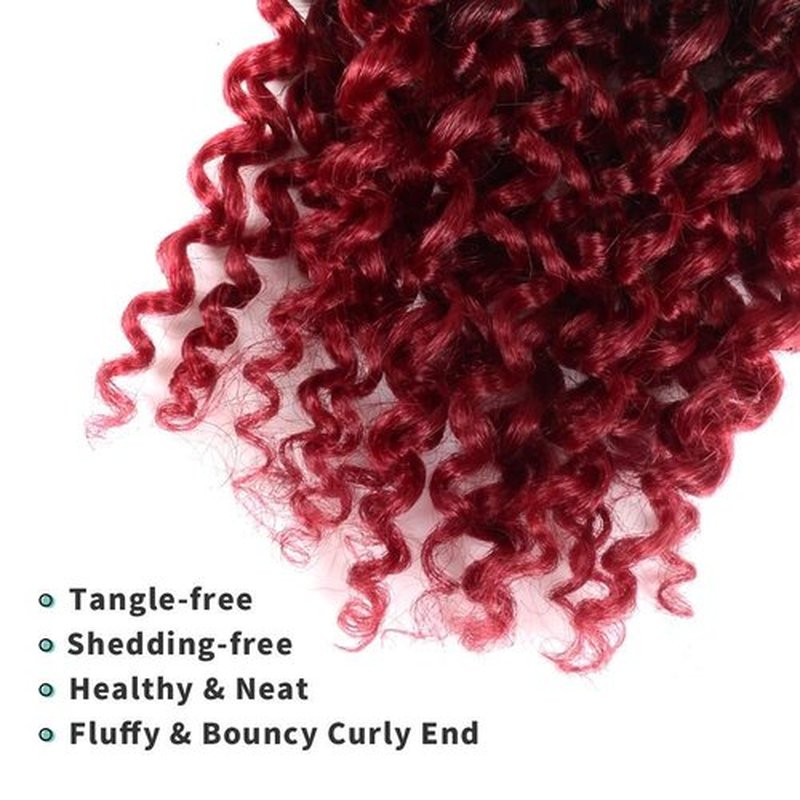 Passion Twist Hair - 18 Inch 7packs Ombre Burgundy Water Wave Crochet Braids Synthetic Braiding Hair Extensions (18 Inch 7Packs, T118)…