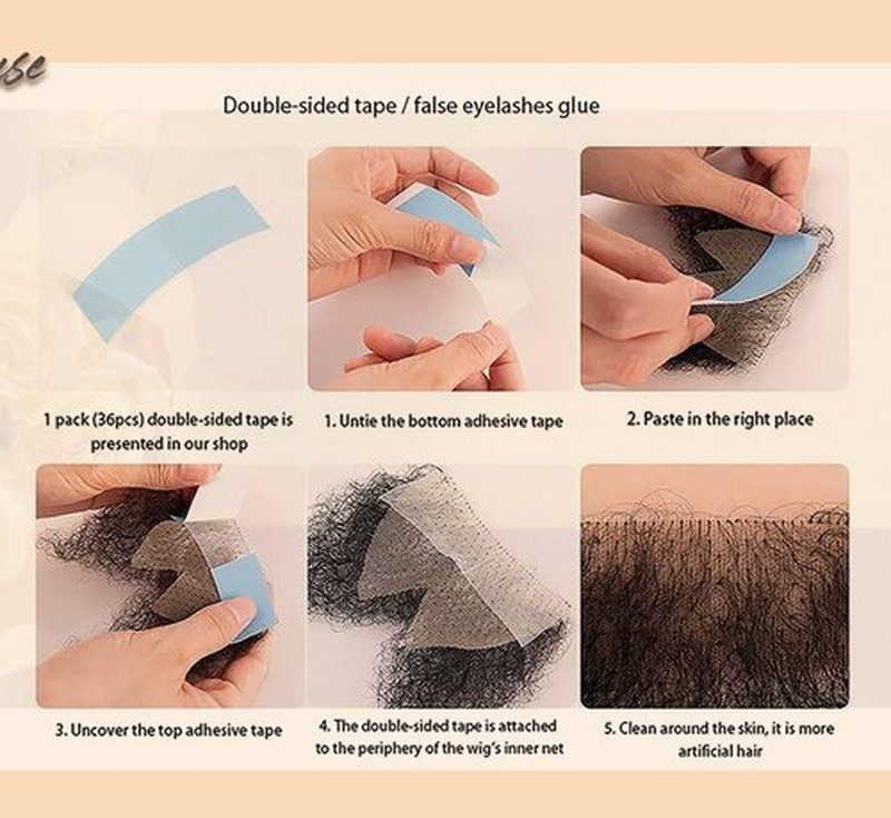 viviaBella Fake Private Hair Handmade Biniki Synthetic Hair Body Hair Adding Hair Volume (Style1, Natural Black)