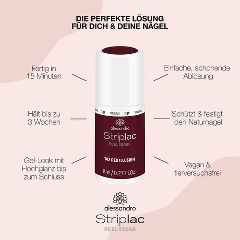 alessandro Striplac Peel or Soak Nail Polish -142 Red Ilusion for Women- 0.27 oz