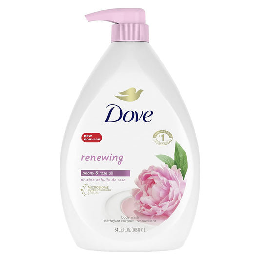 Dove Body Wash 100% Gentle Cleansers, Sulfate Free Peony and Rose Oil Effectively Washes Away Bacteria While Nourishing Your Skin, 22 Fl Oz (Pack of 4)