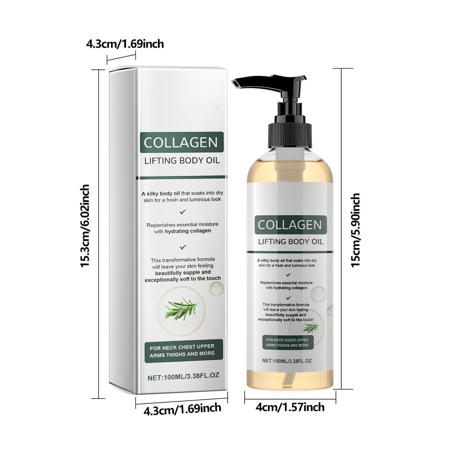 gtalmp Collagen Body Oil for Skin Tightening - Firming & Moisturizing Oil for Body & After Shower, Improves Skin Elasticity for a More Refined Appearance, Lightweight Formula (1 Pack, 3.38floz)