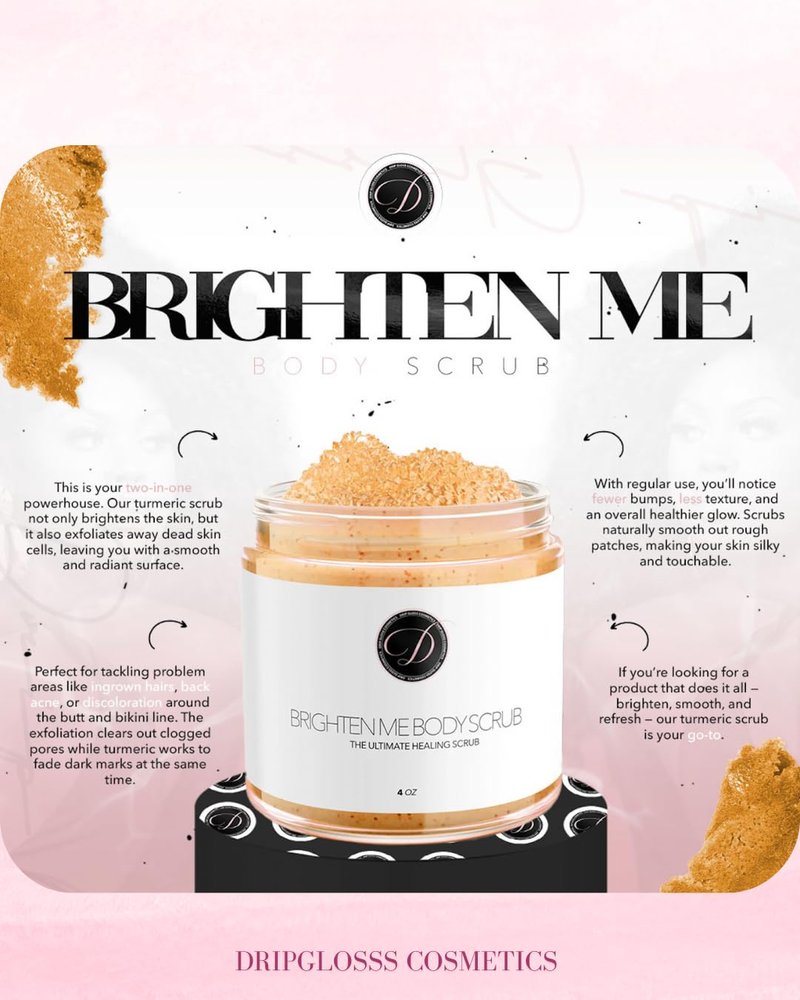 Brighten Me Scrub - Turmeric Sugar Scrub for Bikini Line & Inner Thighs | Fades Dark Spots & Ingrown Hairs (4 oz)