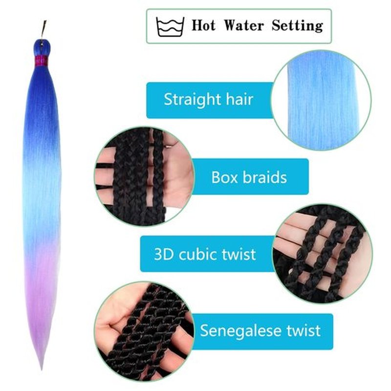 Braiding Hair Pre Stretched,Ombre Braiding Hair 28''-3 packs Silky Color Blend Braid Hair Extensions