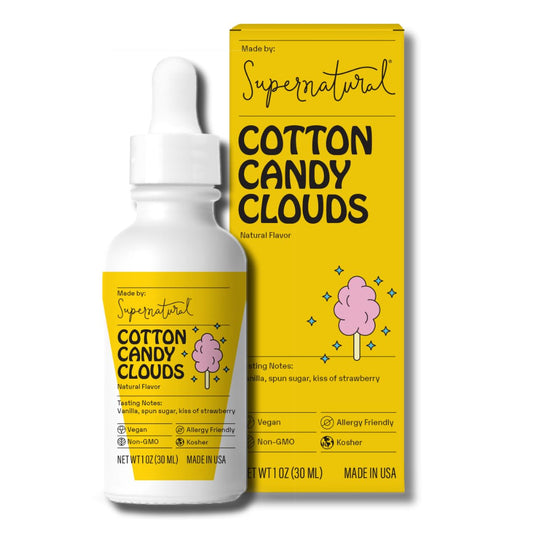 Supernatural Cotton Candy Flavor Drops - Vegan, Non-GMO Natural Flavoring, Unsweetened, Zero Calorie. Spun Sugar Taste For Food Crafts, Desserts, Candy, Water, Kids Smoothies, and More. 30ml 1oz
