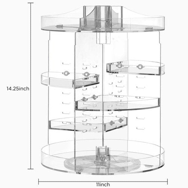 HBlife 360 Rotating Makeup Organizer Plus Size Adjustable Carousel Large Capacity Revolving Perfume Organizer Skincare Organizers Cosmetic Storage Spinning Holder for Vanity, Clear