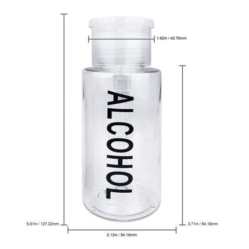 7oz Clear with Word Imprint Push Down Pump Dispenser Empty Refillerable Bottle with Flip Top Cap - for Nail Polish, Travel, Cosmetics Packaging