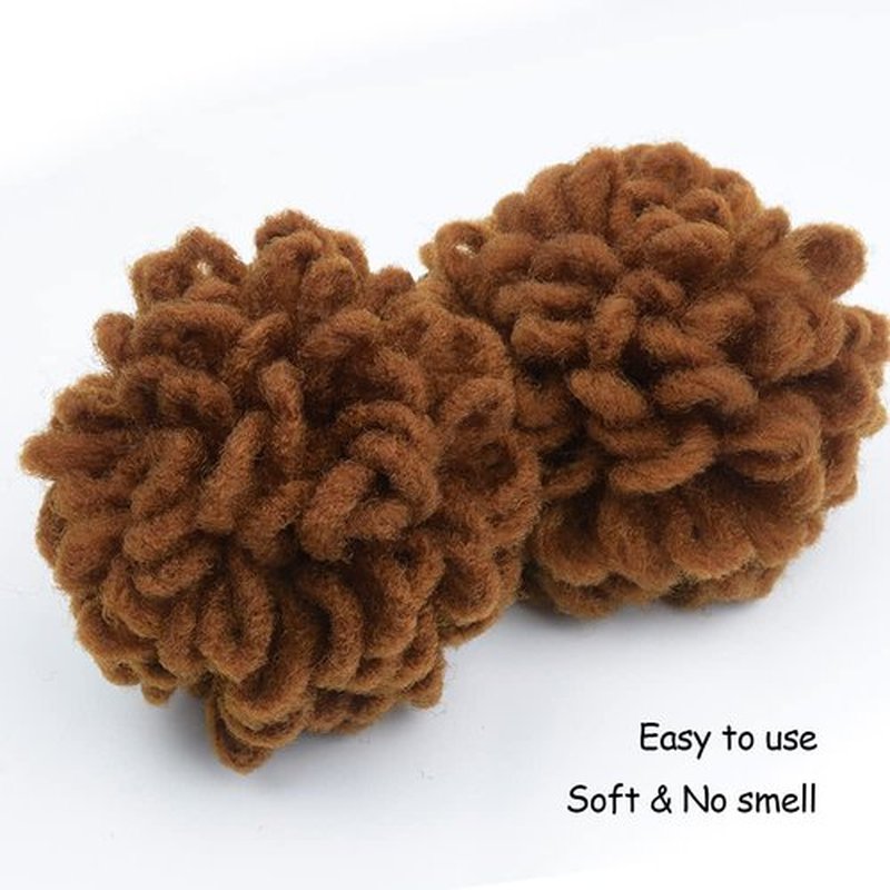 Yinmei Baibian 2Pcs Locs Ponytail Dreadlocks Bun Drawstring Locs Ponytail Hair Braided Petal Bun Chignon Faux Loc Braids Buns Synthetic Clip in on Hair Extensions for Black Women Girls(30#)