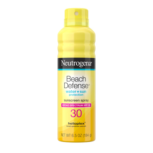 Neutrogena Beach Defense SPF 30 Sunscreen Spray, Broad Spectrum, Lightweight & Fast Absorbing, Oxybenzone & Octinoxate Free, Hawaii Act 104 Compliant Face & Body Sunscreen, 6.5 oz