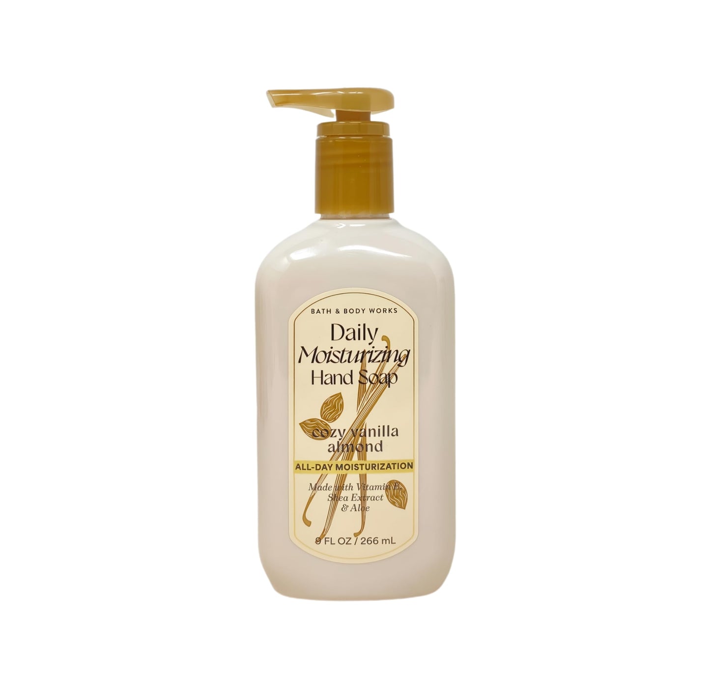 Bath & Body Works Cozy Vanilla Almond 2 Daily Moisturizing Hand Soaps with a Peach Gardenia Sample Soap