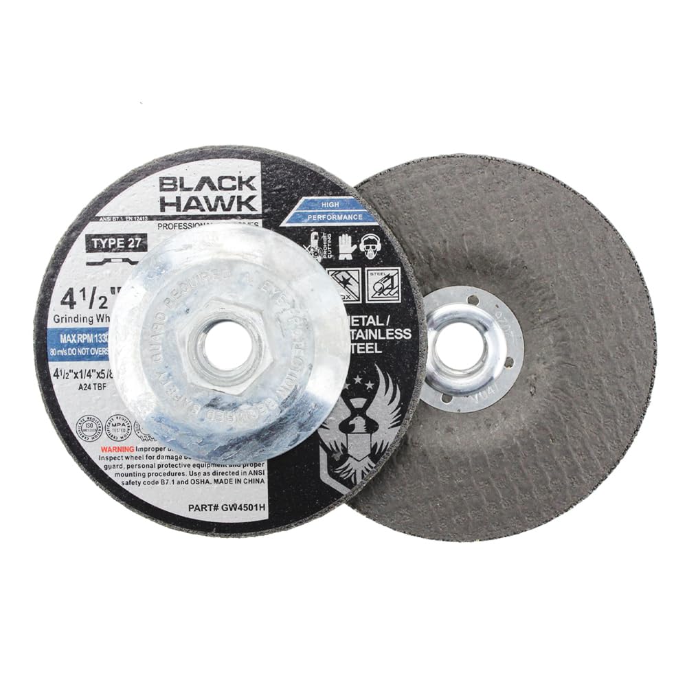 Depressed Center Metal Grinding Wheels - 4.5" Angle Grinder | 10-Pack, Durable 5/8"-11 Hub