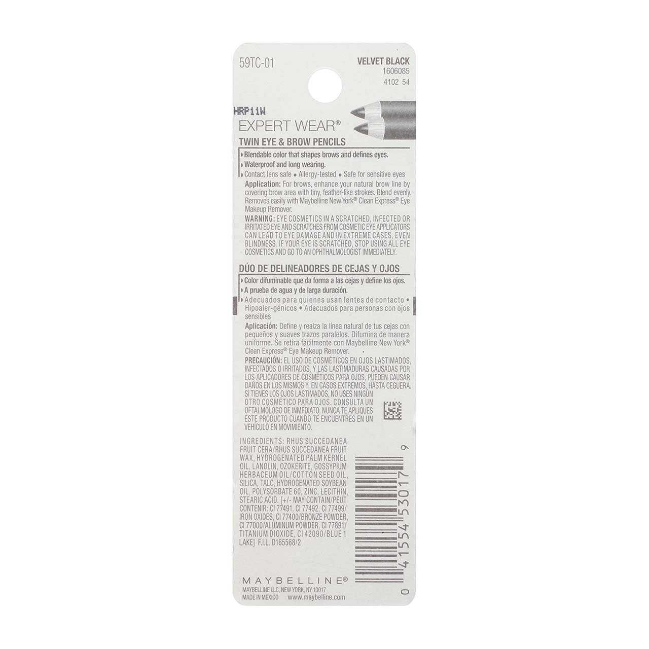 Maybelline Expert Eyes Twin Brow & Eye Pencil, Dark Brown [102], 0.06 oz (Pack of 6)