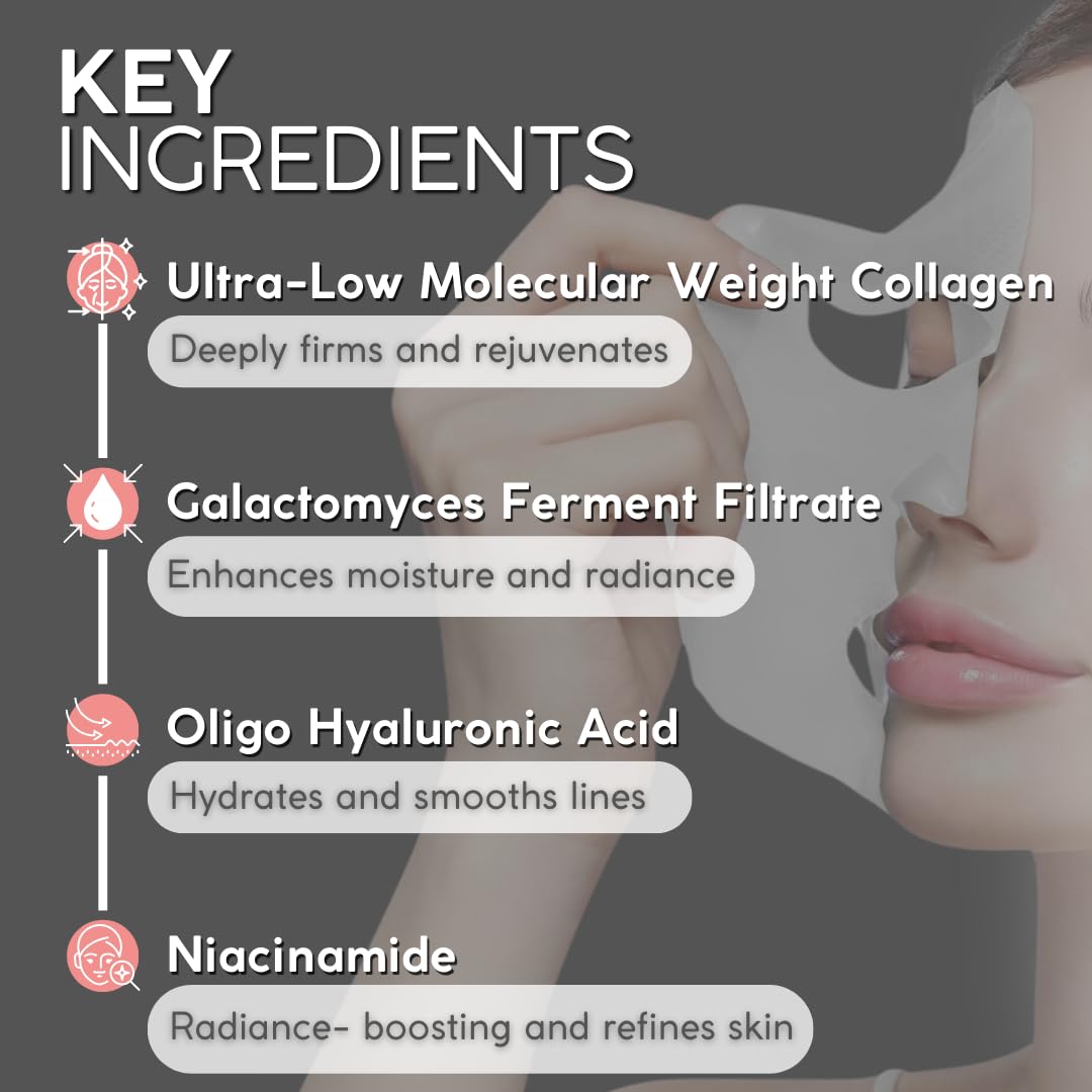 ERASE Pro-Collagen Hydrating Collagen Face Mask for Women & Men | Face Masks Skincare | Mascarillas Faciales de Colageno |Collagen Mask Overnight | Biocollagen Face Mask | Korean Skin Care