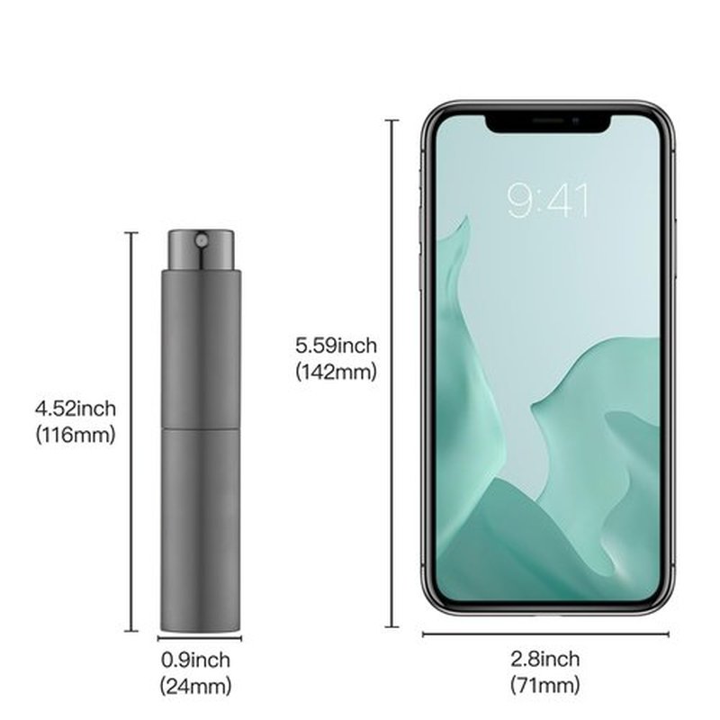 Tekson 10ml Travel Perfume Atomizer Refillable, Mini Cologne Spray Bottle Empty, Small Coffee Spray Bottle (Grey)